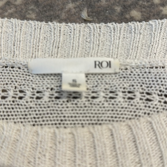ROI WHITE KNIT TOP WITH BARE SHOULDERS AND SHORT SLEEVES SIZE S - Picture 2 of 8